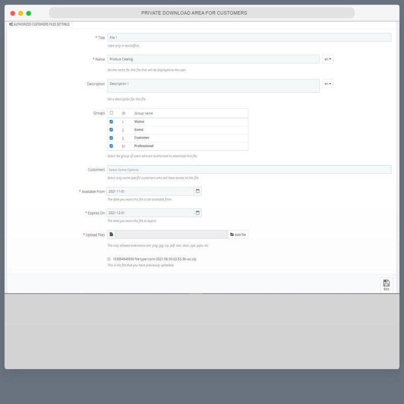 File Area PRO - Public and Private Downloads