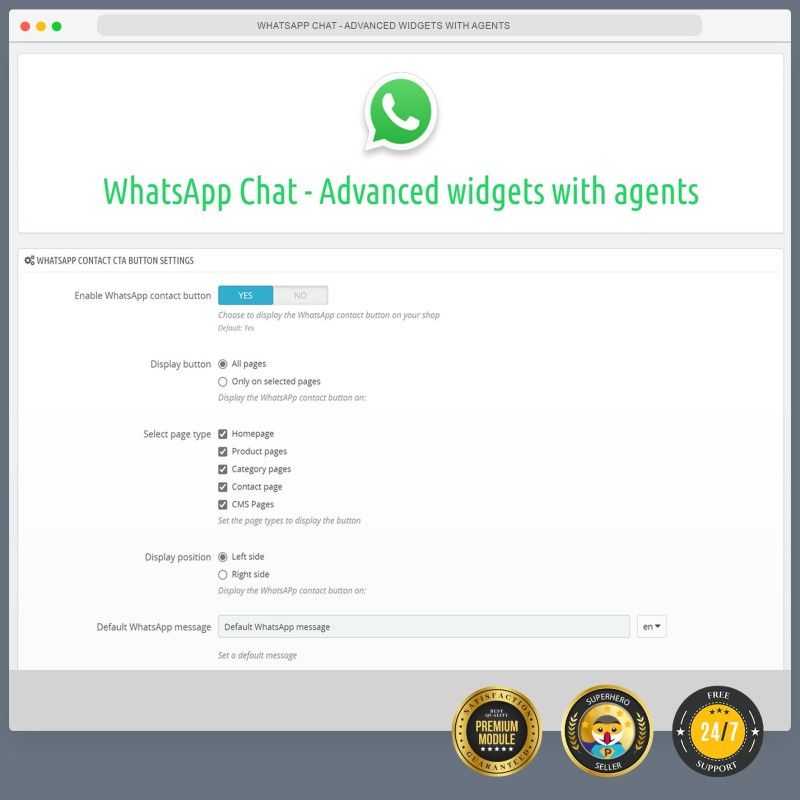 WhatsApp Chat - Advanced widgets with agents