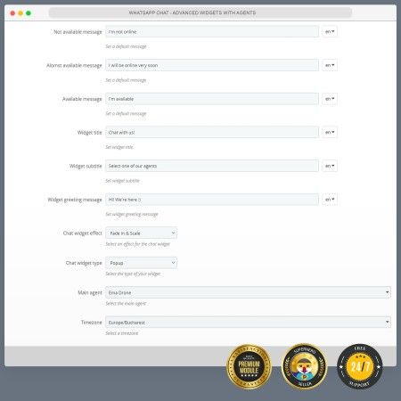 WhatsApp Chat - Advanced widgets with agents