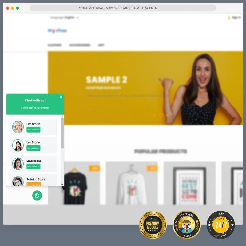 WhatsApp Chat - Advanced widgets with agents