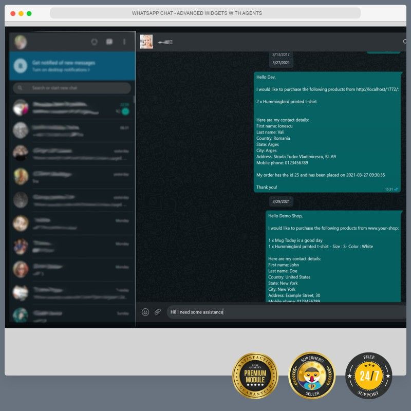 WhatsApp Chat - Advanced widgets with agents