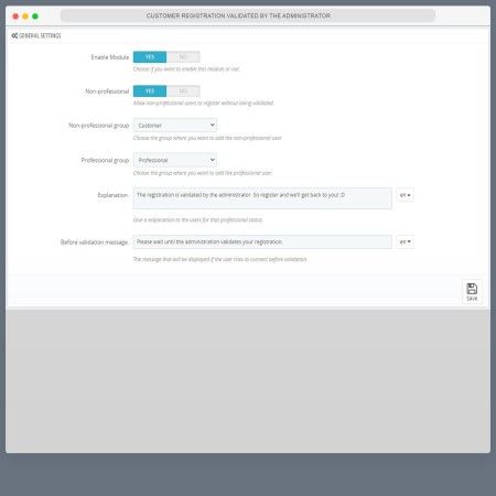 Customer Registration Validated By Administrator