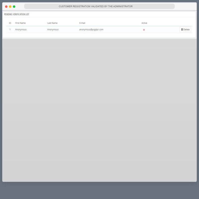 Customer Registration Validated By Administrator