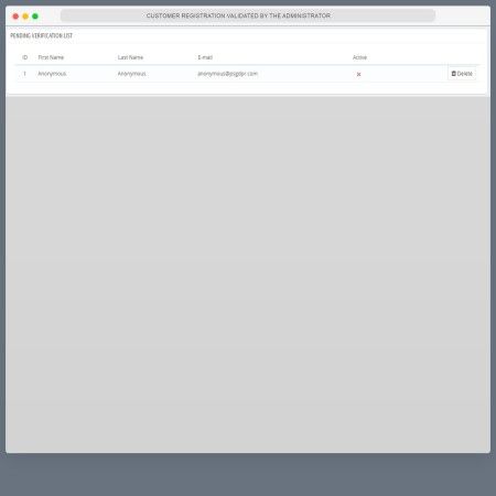 Customer Registration Validated By Administrator