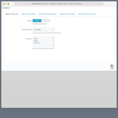 User redirection PRO - For login, logout, order