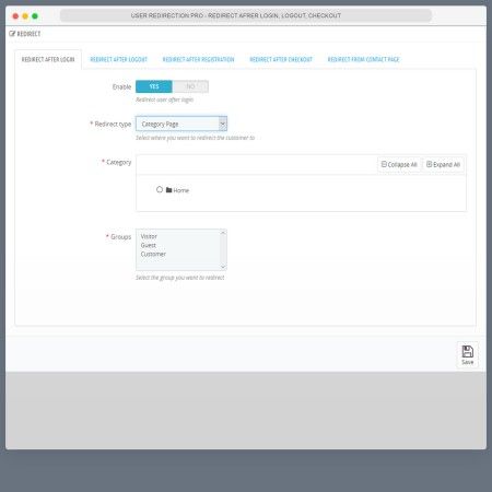 User redirection PRO - For login, logout, order