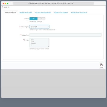User redirection PRO - For login, logout, order