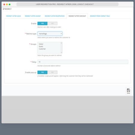 User redirection PRO - For login, logout, order